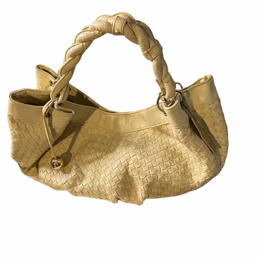 Elegant Woven Tan Hobo Bag